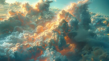 Fototapeta premium A heaven in the sky with special clouds and colorful sunlight falling on it.