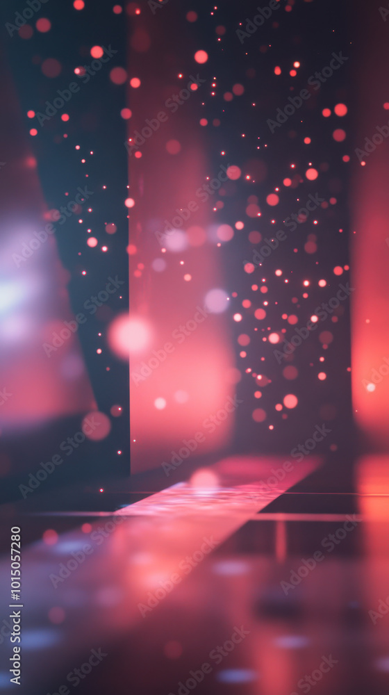 Poster dynamic light particles create an enchanting atmosphere in a dark space at twilight