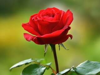 Fototapeta premium A Stunning Red Rose - Symbol of Love and Romance in Nature