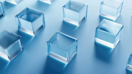 Obraz premium Innovative Blue Crystal Blocks. Modern Prism Design with Space for Copy. 3D Render