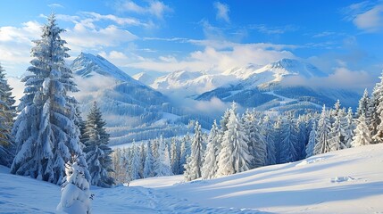 Fototapeta premium Design Image on Winter Background - a charming and cold-season visual. The design stands out gracefully against the wintry backdrop.