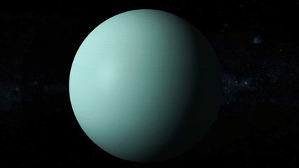 3d realistic Uranus planet zoom in space with star