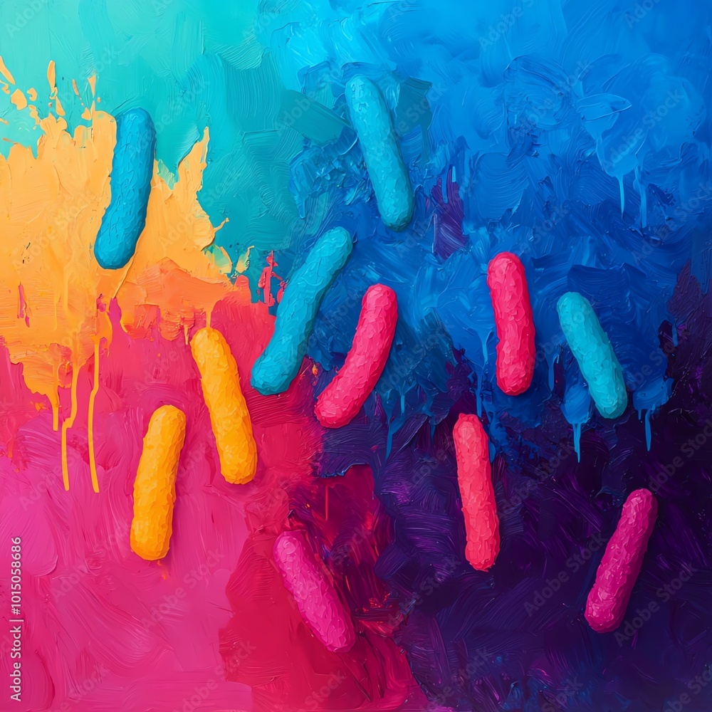 Poster vibrant abstract artwork with colorful shapes, creating a joyful and energetic atmosphere, perfect f