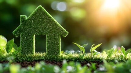 Eco-Friendly Moss-Covered Cottage in Lush Green Countryside Landscape