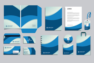 Business Stationery Brand Identity Mockup is set abstract graphics design concept. Office stationery items mockup - editable vector templat. Company corporate style design. Stationery Branding set