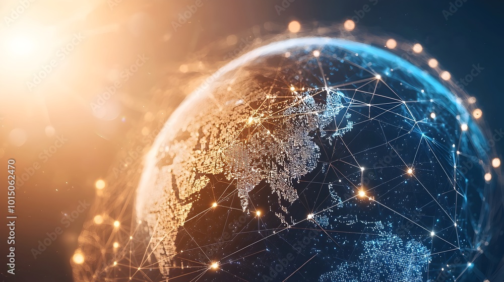 Poster abstract 3d globe representing global connectivity and digital transformation
