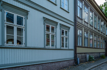Architecture in the old town of Fredrikstad, Norway
