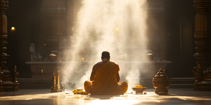 Hindu Temple Pandit Performing a Simple Puja Ceremony | Traditional Rituals in Hindu Worship
