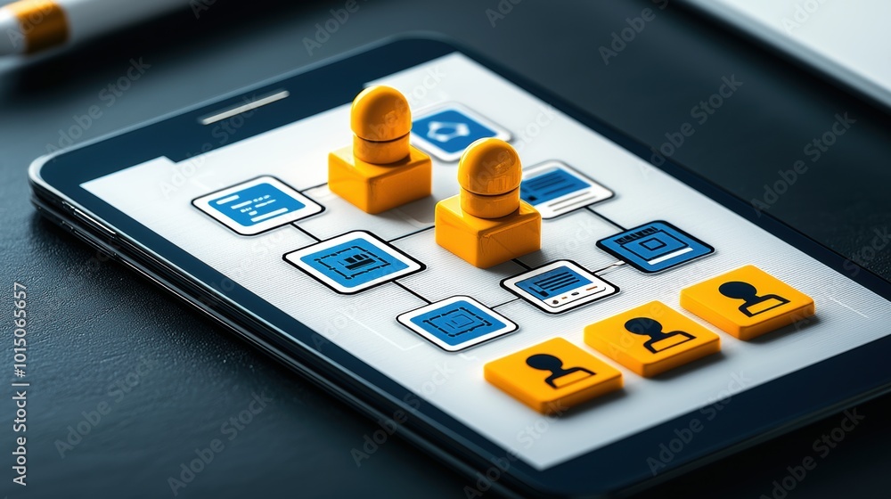 Poster mobile app interface design with user icons and elements