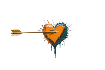 Heart with an arrow, colorful design transparent background