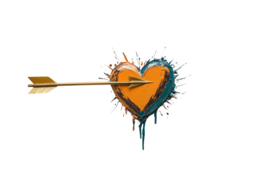 Heart with an arrow, colorful design transparent background