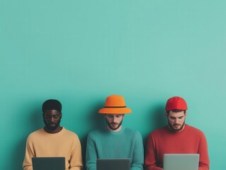 Diverse group of backers funding a creative project via digital crowdfunding platforms