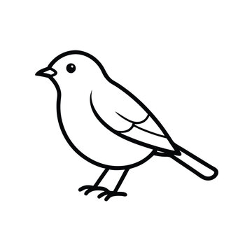 recommend clip art: Japanese robin  bird line art drawing silhouette illustration on a white background 