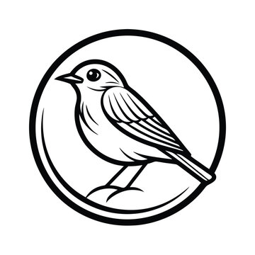 recommend clip art: Japanese robin  bird line art drawing silhouette illustration on a white background 