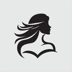 a  vector Style  silhouette  of woman logo  with a white background