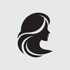 a  vector Style  silhouette  of woman logo  with a white background