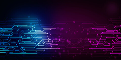 2d illustration Abstract futuristic electronic circuit technology background