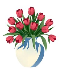 tulips in a vase illustration