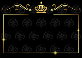 Gold frame with crown. Vector design Illustration can be used for announcements and decoration of various goods. Luxury design