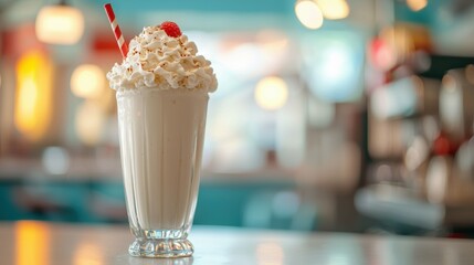 Indulgent Milkshake Delight in Retro Diner Ambiance