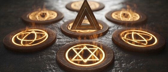 Fototapeta premium Spiritual Healing Symbols in 3D Illustration