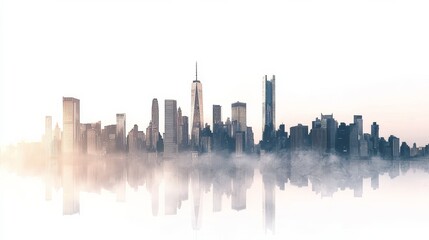 Fototapeta premium Isolated city skyline on a white background 