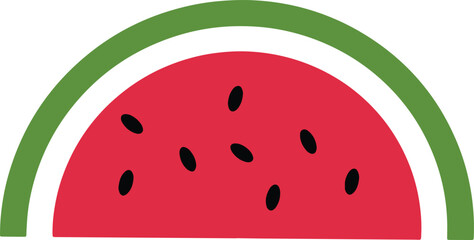 Vector illustration of a watermelon slice icon, showcasing vibrant colors and a simple, clean design.