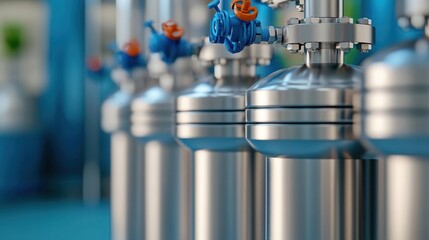 Industrial chemical facility with interconnected piping systems and automated machinery