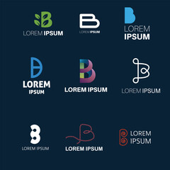 set of Letter B Business logos. B alphabet vector illustration logo set.