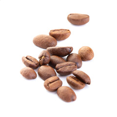 Roasted coffee beans isolated on white background