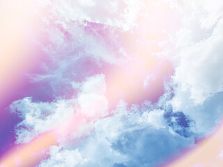 beauty sweet pastel orange and blue colorful with fluffy clouds on sky. multi color rainbow image. abstract fantasy growing light