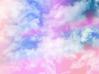 beauty sweet pastel purple and blue colorful with fluffy clouds on sky. multi color rainbow image. abstract fantasy growing light
