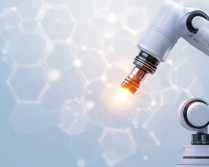 Modern chemical laboratory with advanced equipment and digital interfaces, futuristic tech