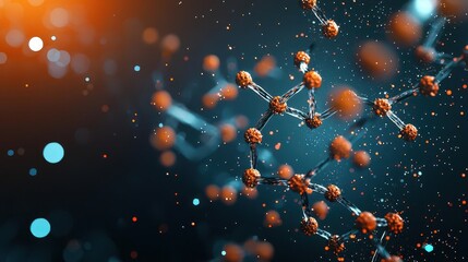 Abstract chemical process with molecular bonds breaking and reforming, futuristic imagery