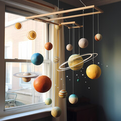Solar system mobile over a crib 