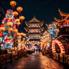 Obraz premium Traditional Chinese lantern festival at night 