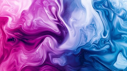 Obraz premium A mesmerizing blend of pink and blue abstract swirls creating a vibrant, fluid art piece.