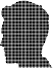 Vektor Silhouette Kopf vom Mann im Profil - Muster und Textur mit Quadraten - Design Element