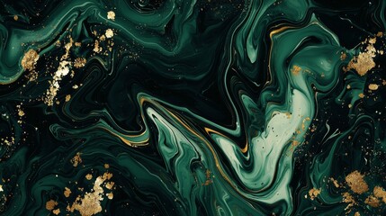 Abstract green marble texture with golden shimmer, evoking elegance and sophistication.