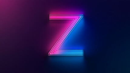 Neon letter Z glowing in vibrant blue and pink hues against a dark background.