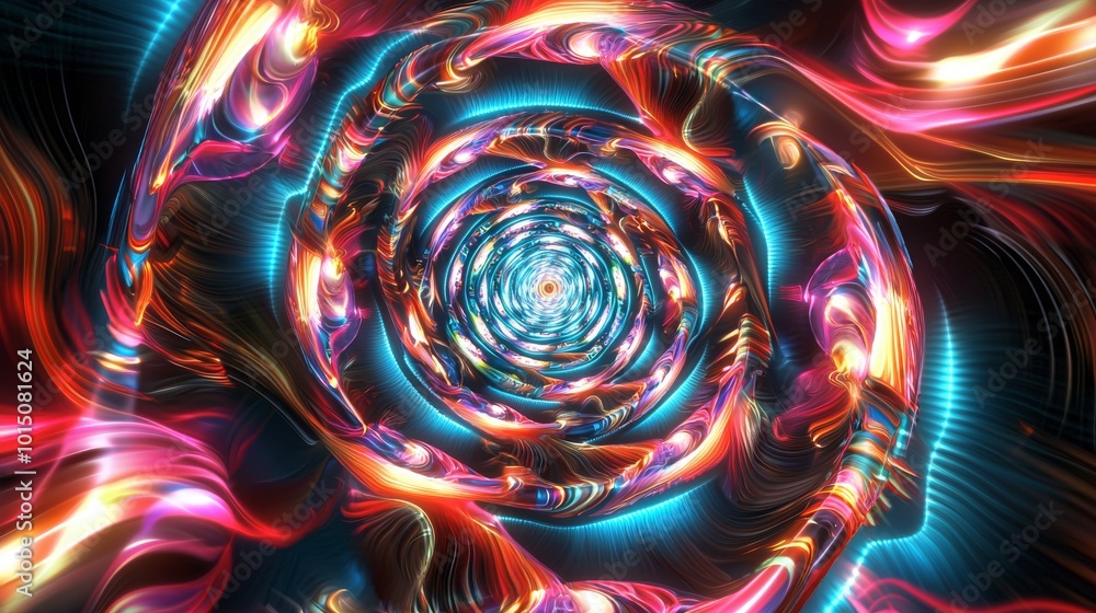 Aufkleber a vibrant abstract swirl of colorful light, creating a mesmerizing tunnel effect with blue, red, and