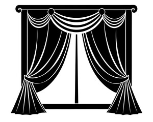 Curtains Silhouette, Stage illustration, Curtains Clipart, Curtains Files for Cricut, Curtains Cut Files