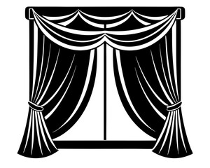 Curtains Silhouette, Stage illustration, Curtains Clipart, Curtains Files for Cricut, Curtains Cut Files