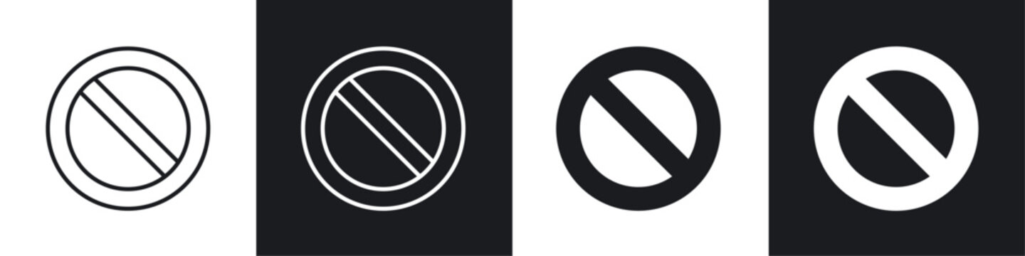 Blocked icon vector icon set black filled and outlined style.