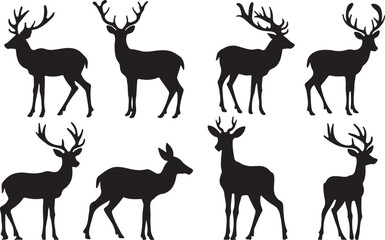 set of deer silhouettes