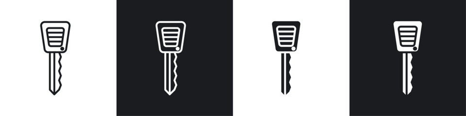Car Key icon vector icon set black filled and outlined style.