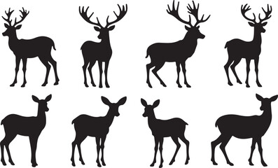 set of deer silhouettes