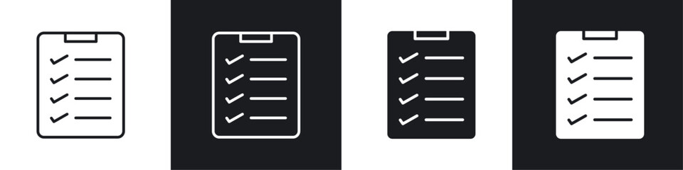 Clipboard icon vector icon set black filled and outlined style.