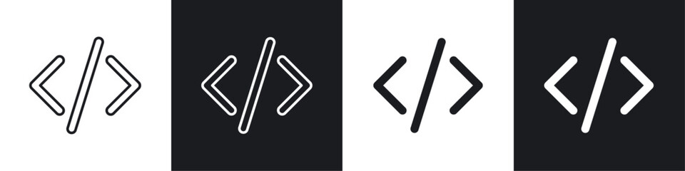 Obraz premium Code icon vector icon set black filled and outlined style.
