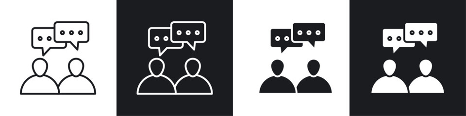 Communication icon vector icon set black filled and outlined style.